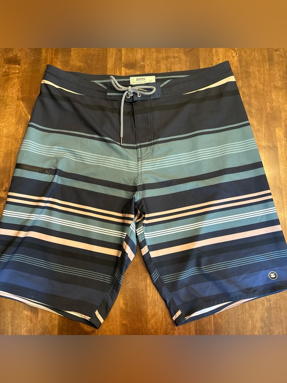 Jetty Board Shorts Mens 36 Striped Surf Swim Trunks Vacation Resortwear Beach